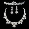 Wedding Tiara + Earrings + Necklace 3 Piece Set Rhinestone Wedding After-Party Party, Quartz