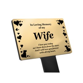 OriginDesigned Wife Memorial Plaque Stake - in Loving Memory of My Wife and a Memorial Poem, Gold