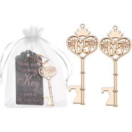 WAYTOSUC 48PCS 65th Birthday Bottle Opener 65 Souvenir Party Supplies Key Opener 65th Baby Birthday Return Gifts Wedding 65th Anniversary Party Decor (48,65th key)