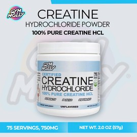Gym Molly Creatine Hydrochloride Powder, Highly Soluble Creatine Hydrochloride, Unflavoured, Vegan, Workout Supplement for Men and Women, Muscle Builder Creatine Supplement (75 Servings, 750mg)