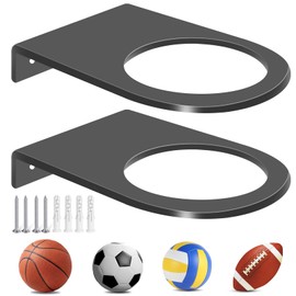 TRINENOX Black Basketball Holder 2-Pack Bundle - Wall Ball Rack with UV Protection | Football/Soccer Storage Solution