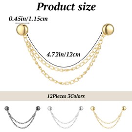 12 Pcs Magnet Clothing Pins Multi-Function Magnetic Clothing Clips Metal Strong Magnet Pins Pinless Button Clips with Chain Pant Waist Tightener for Fixing Hijab Clothes Long Pants Legs Sleeves Hem