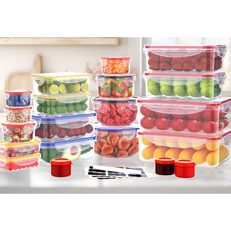 RockBerry 40 Pcs Airtight Food Storage Containers – Leak-Proof, Stackable,