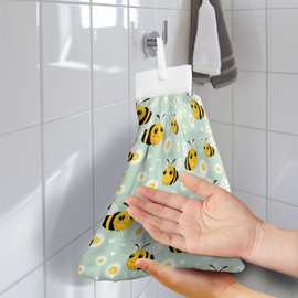 ZFRXIGN Bee Hand Towels with Hanging Loops Absorbent Hand Towels for Bathroom Set of 2 Washable Hanging Dry Towels Kitchen Tie Towel for Wiping Hands Lightweight Tie Towels