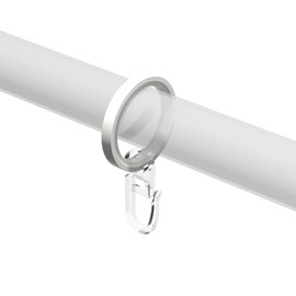 Interdeco Curtain Pole Rings with Sliding Insert and Pleat Hooks, Curtain Rings in White for 20 mm Diameter (Pack of 24)