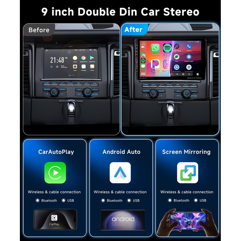 Hi-Res DSP 46EQ 8Core 4G 64G Double Din Car Stereo
