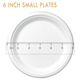 CantaGreen 500 Count 6 Inch Small Heavy Duty Compostable Dessert Plates, Biodegradable Bagasse and Bamboo Fiber Paper Plates | CantaGreen