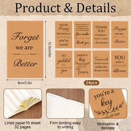 24 Set Inspirational Appreciation Gifts Bulk Include Motivational Pocket Journal Notebooks Thank You Ballpoint Pens Organza Bags Inspirational Quote Pen Notepad for Employee Coworker Teacher Volunteer