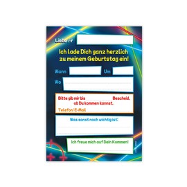Minkocards 12 Invitation Cards for 12th Children's Birthday Laser Day Laser Day Colourful Girls Boys Invitations Twelfth Birthday Children Colourful Birthday Invitations
