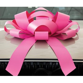 BigBows Giant Pink 30 inch Magnetic Car Bow, Weather Resistant Vinyl