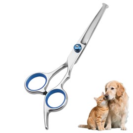 Dog Grooming Scissors with Safety Round Tip, Pet Cat Hair Cutting Trimming Grooming Shears, Stainless Steel Pets Grooming Dog Cat Hair Cutting Trimming Scissors for Pets (Silvery, 1 Pcs)
