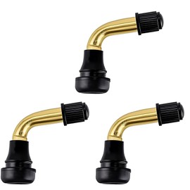 PVR70 Tubeless Tire Valve Stem, Tire Valve Curved Bent 90 Degree Angled, Brass Stem, Tire Rubber Nozzle Core Compatible with Tubeless Tire Rim, Motorcycle, Scooter, ATV (Pack of 3)