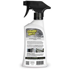 Cerama Bryte Limpiador de electrodomésticos de acero inoxidable de alta resistencia y espray de pulido con aceite mineral, 16 onzas, incluye paño de microfibra grande