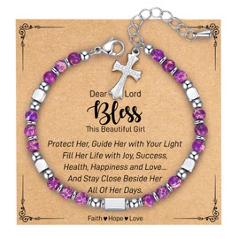 AryaHozel Cross Bracelets for Teen Girls Gifts Trendy Stuff Birthday Baptism Confirmation Teenage Girl 13 12 Year Old Idea Christmas Stocking Stuffers Kids Teens Easter Basket First Communion