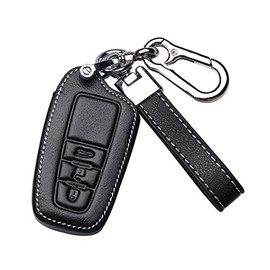 ontto Leather Car Key fob Cover fit for Toyota Camry RAV4 Avalon C-HR Prius Corolla 2016-2020 Accessories Key case Key Holder Key Shell Keychain Keyring Protector 3 Buttons Black