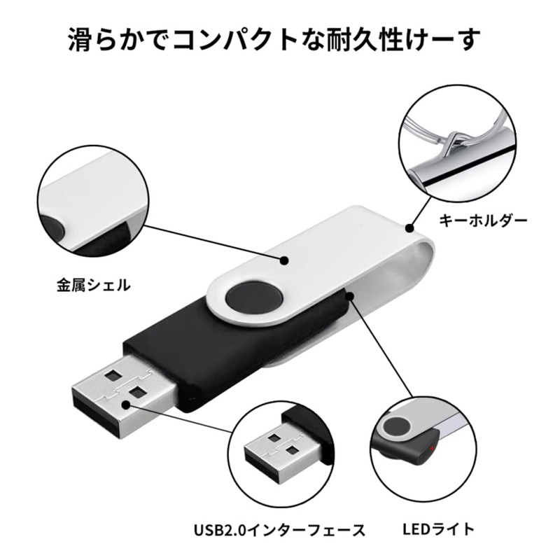 TEWENE USB Flash Drive 4GB 10-Piece Set Black Rotatable Flash