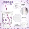 Honeydak 150 Pcs Purple Butterfly Plastic Cups Set 50 Pcs