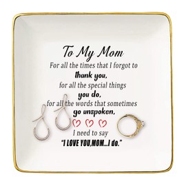 Mother's Day Gift for Mom from Daughter Son-to My Mom-Thank You Gift for Mother-Ceramic Jewelry Tray,Trinket Holder,Ring Dish-Christmas Gift-Birthday Gifts-Mom Gift-Mother Gift-I Love You,Mom