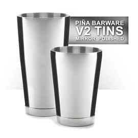 Piña Barware Stainless Steel Commercial Bar Boston Shaker Tin Set - 28oz. & 18oz. / Mirror Polished Finish (V2-1 Pair)