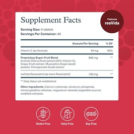 Youtheory Resveratrol Advanced Antioxidant Formula - 160 Tablets (40 Day Supply) - ResVida Trans-Resveratrol Supplement - Grape Seed Extract & Super-F