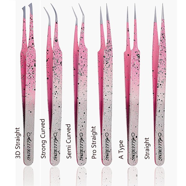 Alluring Ombre Silver Pink with Black Speckles Tweezers