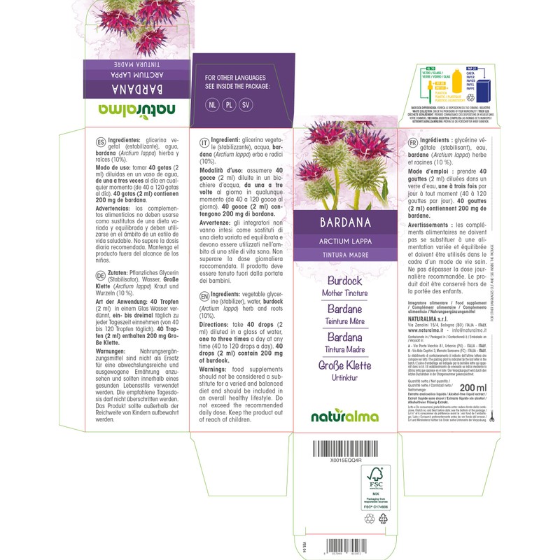 Large Burdock (Arctium lappa) Herb and Roots Alcohol-Free Mother Tincture