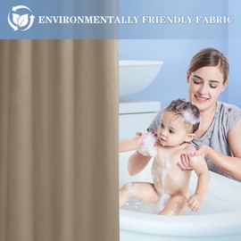 Nasitos Fabric Shower Curtain or Liner 4 Pack - W72 x H72 - Hotel Quality & Water Resistant Cloth Shower Liner for Bathroom, Machine Washable, Standard Size (Khaki, Include 8 Magnets)