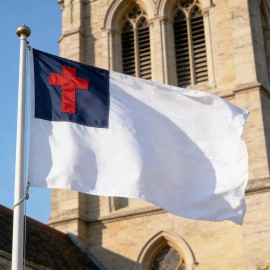 Embroidered Large Christian Flag 6x10 Ft Heavy Duty Waterproof Polyester Outdoor Cross Jesus Flags with 3 Brass GrommetsColor: 6x10 feet, Size: 6x10ft