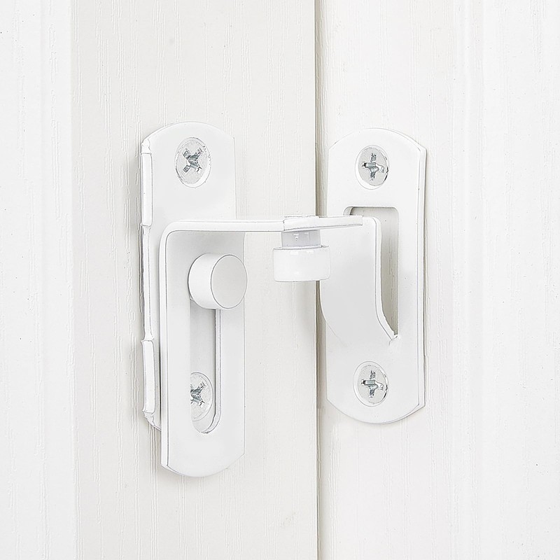 INIRET 90 Degree White Flip Barn Door Lock,Protect Privacy-Security Gate