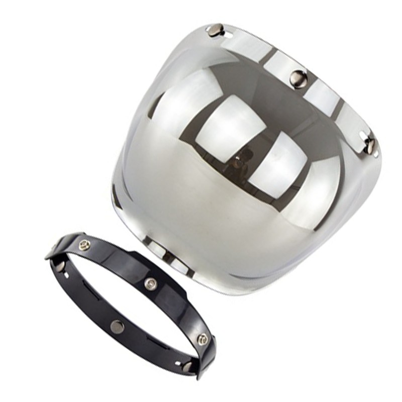 Motorcycle Retro Bubble Shield Visor PC Lens 3 Snap Helmet