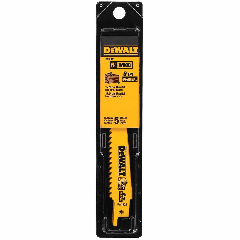 DEWALT Reciprocating Saw Blades, Taper Back, 6-Inch, 6 TPI, 5-Pack