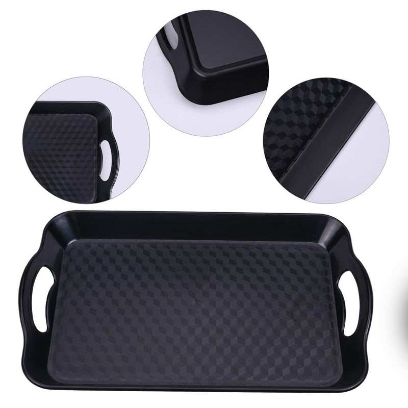 Plastic Tray with Handles, 2 Pack Multi-Purpose Rectangular Non Slip