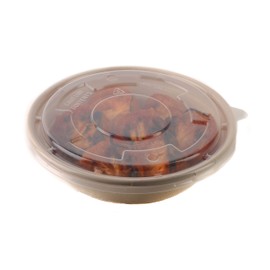 150 Count - EcoQuality 29oz Round Disposable Bowls with Microwavable Lids Natural Sugarcane Bagasse Bamboo Fibers Sturdy Compostable Eco Friendly Environmental Paper Plastic Bowl Alternative Tree Free