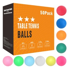 meizhouer Colored Ping Pong Balls: 50 Pack 3 Star 40mm Table Tennis Balls for Outdoor Practice Beer Party Kids Game Cat Toys