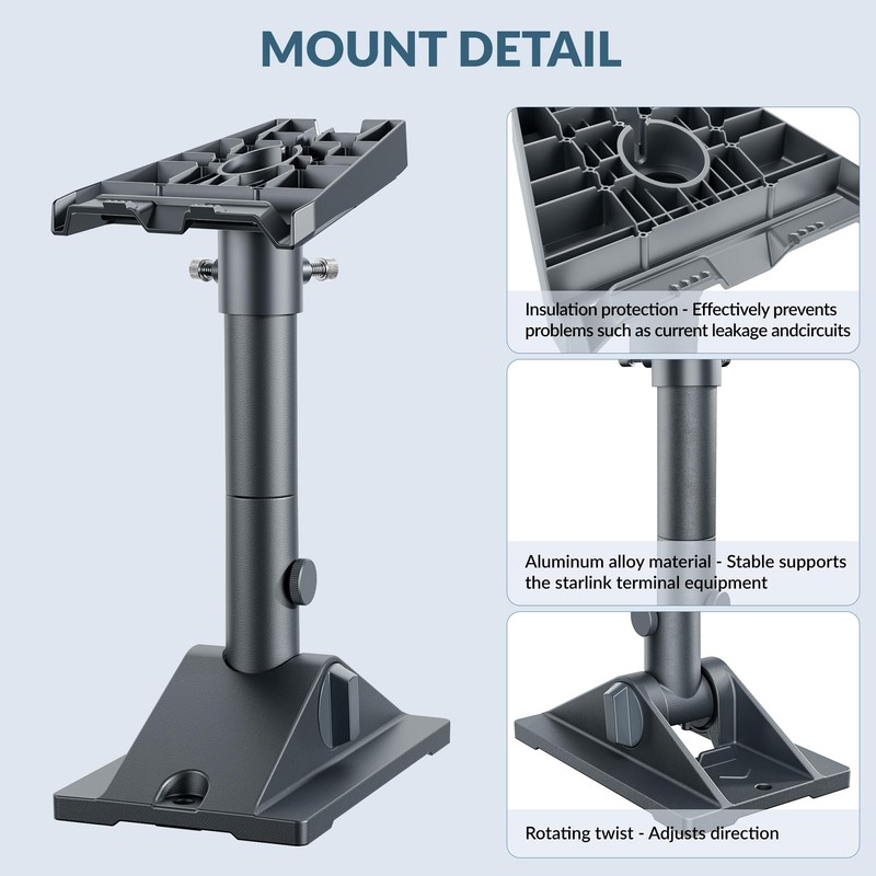 Starlink Gen 3 Mount Kit, Heavy-Duty Aluminum Roof/Wall Mount Accessories