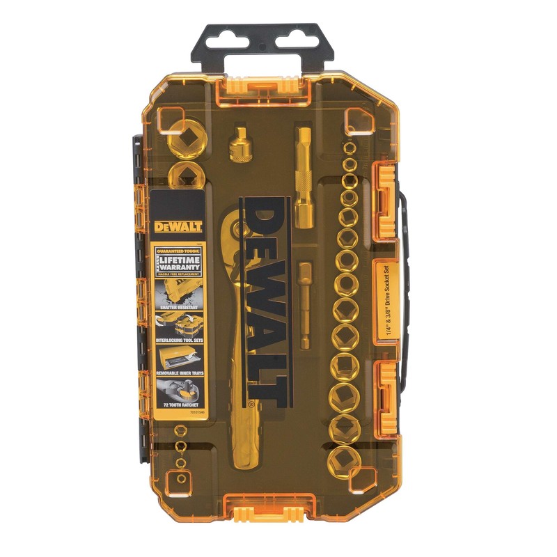 DEWALT Socket Set, 1/4-Inch & 3/8-Inch Drive, SAE/Metric, 34-Piece (DWMT73804)