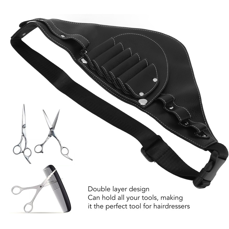 PU Leather Scissors Waist Bag 2 Layers Portable Scissors Holder