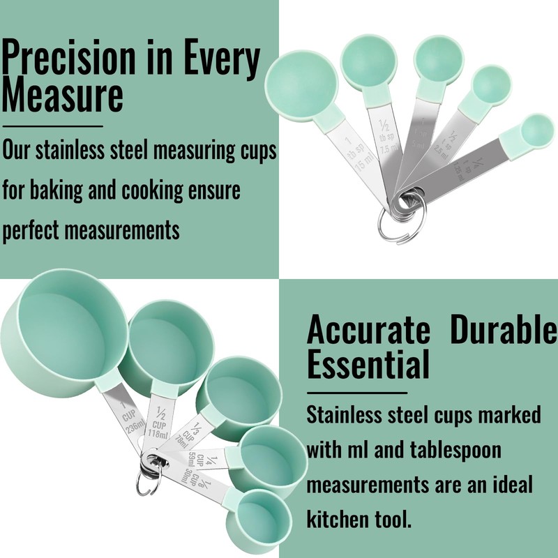 zeyedemo 11PCS Measuring Cups and Spoons Set Durable Stackable Measuring