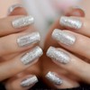 ELEVENAIL Pretty Full Cover Silver White Bling Glitter Press on