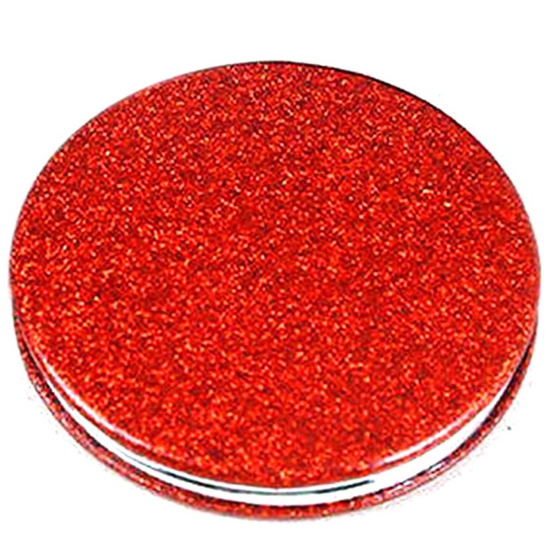 mpowtech Red Compact Mirror for Purse,Magnifying Travel Mirror with Glitter,Double-Sided