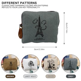 DIYCUT Women's Mini Purse, Pack of 4, Mini Purse Vintage, Small Purse for Women, Small Bag with Zip and Pattern, gray, Modern