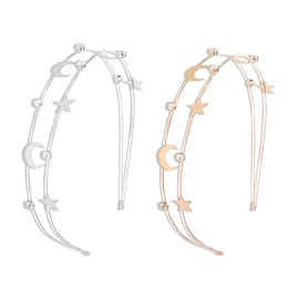 YMCLUB 2 Pcs Alloy Moon Headbands, Five-Pointed Star Accessories for Bridal Hair Hoop, Elegant Wedding Hair Ornaments for Women and Girls, Stylish Star Accessories