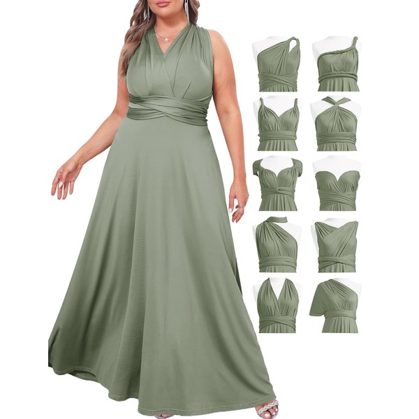 ZOMVA Plus Size Infinity Bridesmaid Dress with Bandeau Convertible Long