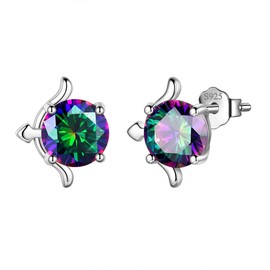 Aurora Tears Sagittarius Stud Earrings 925 Sterling Sliver 12 Zodiac Sign Constellation Horoscope with Mystic Rainbow Topaz Jewellery Gift for Women and Girls DE0245S