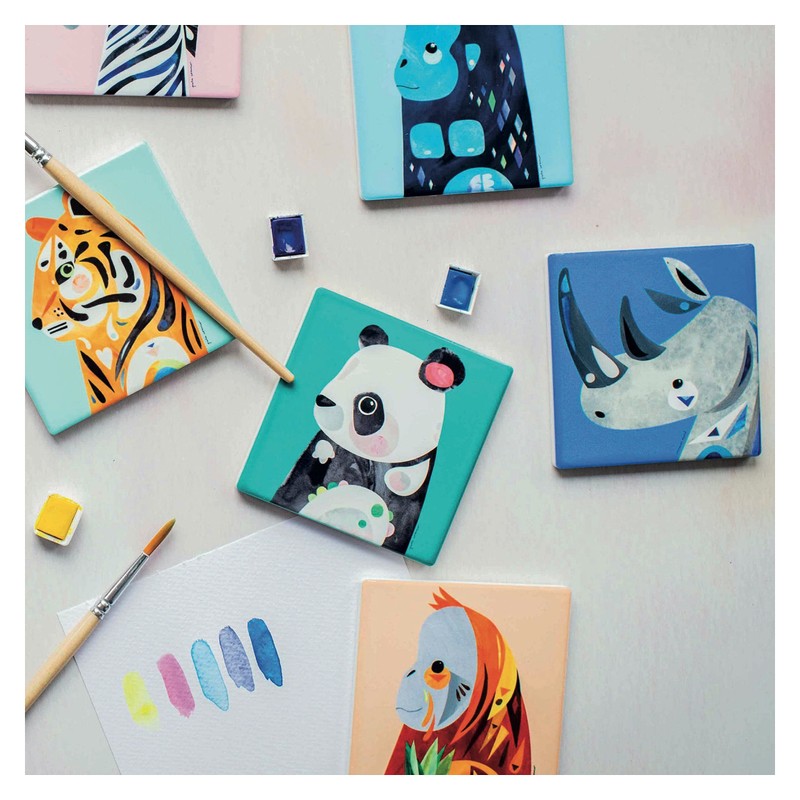 Colourful Coasters with Cork, Designer Pete Cromer, Animal Motif, Ceramic