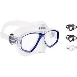 CRESSI Action Mask Clear/Blue - Unisex Diving Mask Reduced Volume and Action Cam Holder, Transparent/Blue, One Size