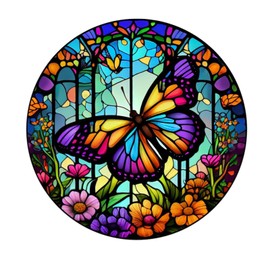 Sunflower Stained Windows Hanging Suncatcher,Crystal Flower Stained Glass Suncatchers Window Ornament Stained Glass Panel Sun Catcher Wall Hanging Decor Birthday Gift