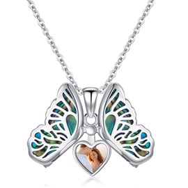 URONE Butterfly Locket Necklaces S925 Sterling Silver Butterfly Locket Pendant Necklace That Hold Pictures Memorial Butterfly Jewelry Gift For Women