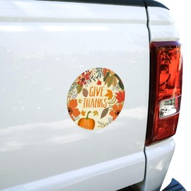 Give Thanks Thanksgiving Pumpkins Automotive Car Refrigerator Locker Vinyl Circle Magnet