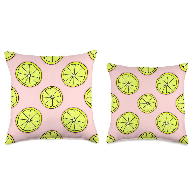 Pink Lemonade Lemon Slices Pattern Cute Summer Fruit Throw Pillow